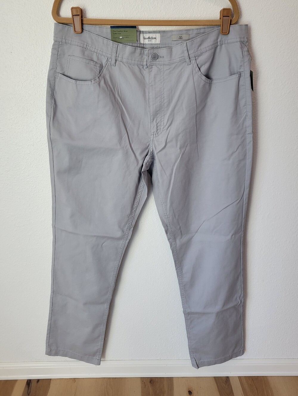 Goodfellow & Co NWT Mens 38x32‎ Slim Fit Stretch Pants Gray Blue Comfort Wear